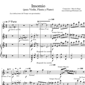 Insomnio (Piano / Violín / Flauta) Compositor : Marcelo Rago